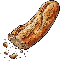 Stale baguette (not unlocked yet) : Ridiculous weapon, 7 damage, slow but heavy hits, may break mid-fight. Stale baguette