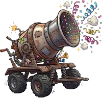 Confetti cement-mixer cannon